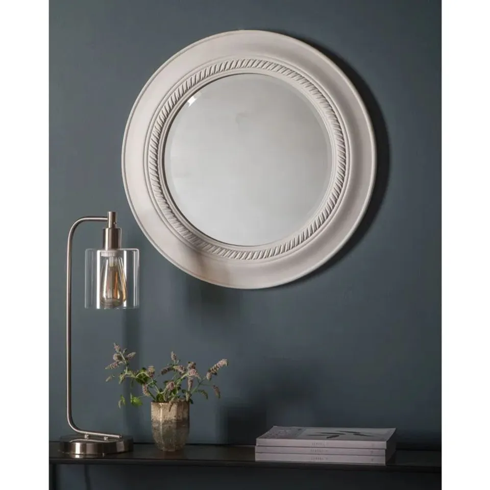 BOXED BOLTON ROUND WOOD WALL MIRROR (1 BOX)