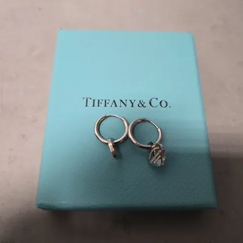 BOXED TIFFANY & CO HOOP HEART DANGLE EARRINGS 