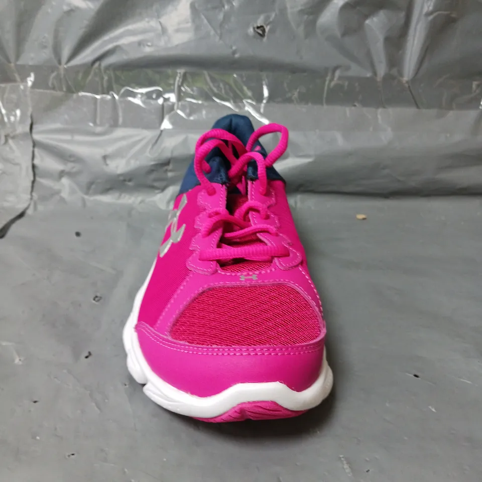 UNDER ARMOUR KIDS LACE UP TRAINERS BLUE/PINK SIZE JUNIOR 2.5