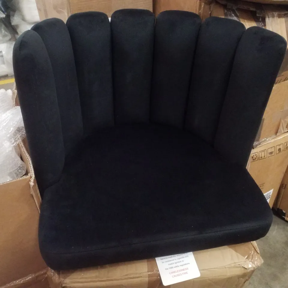 BOXED PAIR OF BLACK FABRIC DINING CHAIRS 