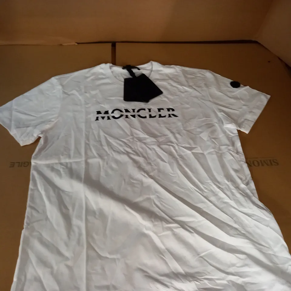 MONCLER WHITE LOGO T-SHIRT - XL