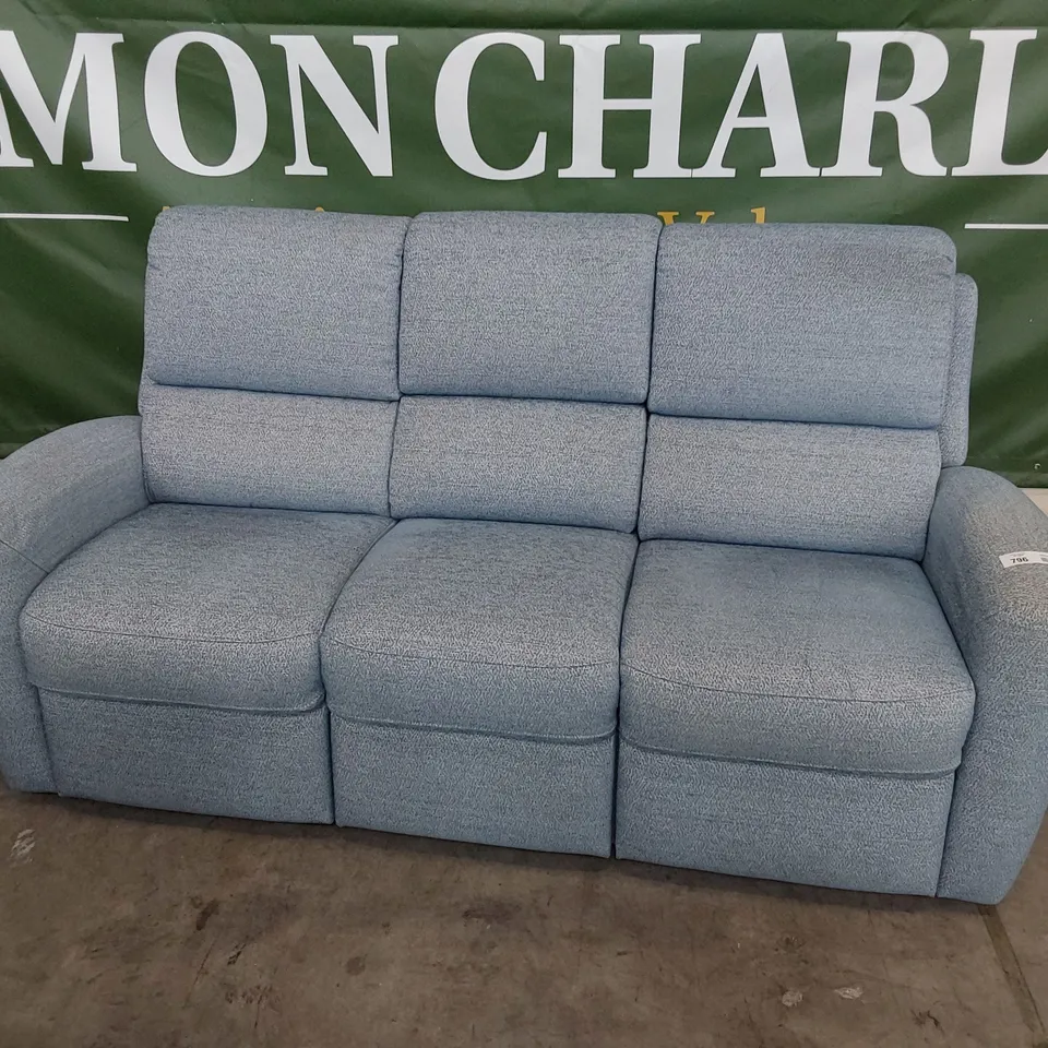 QUALITY BRITISH DESIGNER G PLAN HAMILTON THREE SEATER SOFA BAMBOO SKY FABRIC 