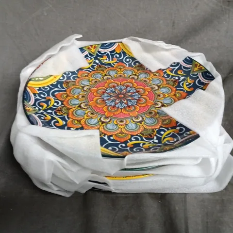 BOXED VANCASSO SET OF 6 MULTICOLOURED PATTERNED PORCELAIN PLATES - COLLECTION ONLY