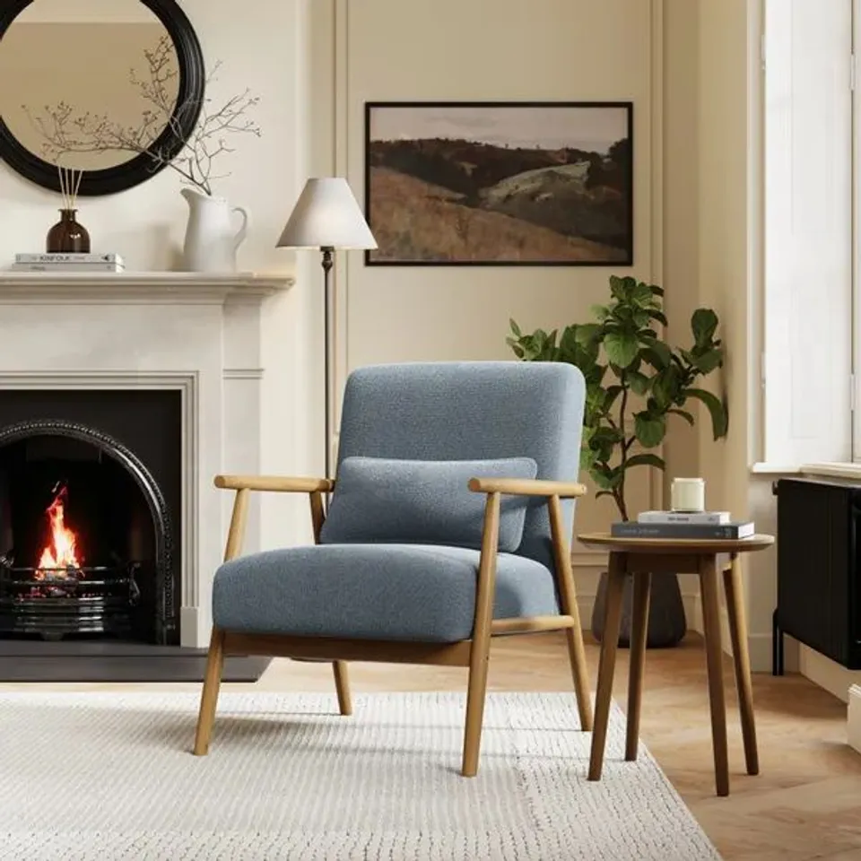 BOXED ALPINE SPECKLED BOUCLE SPINDLE CHAIR - BLUE (1 BOX)
