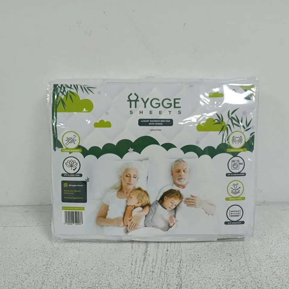 HYGGE SHEETS LUXURY BAMBOO BED PAD WITH WINGS SINGLE/TWIN