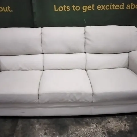 QUALITY ITALIAN DESIGNER ONTARIO 3 SEATER SOFA IN WHITE LEATHER