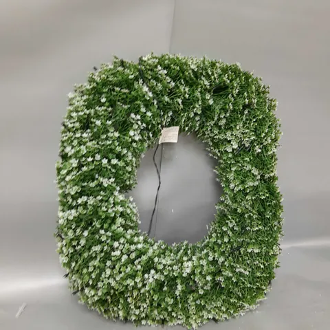 PRE LIT WHITE GYPSOPHILA WREATH DECOR