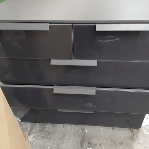 DESIGNER MIRIMAR TWO OVER THREE DRAWER CHEST HIGH GREY GLOSS