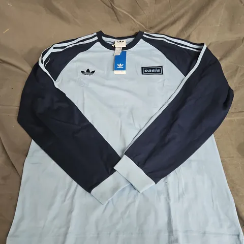 ADIDAS OASIS 3 STRIPES LONG SLEEVE TOP IN BLUE MULTI SIZE L