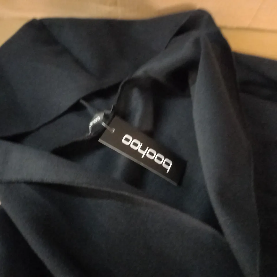 BOOHOO TALL HOODED WOOL LOOK COAT IN NAVY - 10