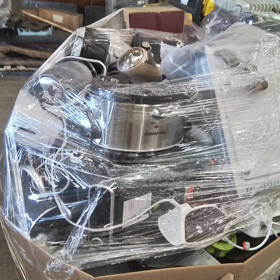 PALLET CONTAINING A LARGE QUANTITY OF ELECTRICAL PRODUCTS TO INCLUDE;IRON,HEATER,SLOW COOKER,MICROWAVE,BLENDER
