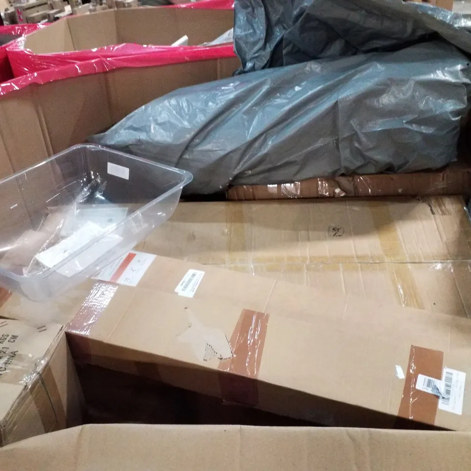 PALLET CONTAINING ASSORTED PRODUCTS INCLUDING LUXURY AIR BED, FOLDING EXERCISE BIKE, BABY PLAY MAT, BLACK+DECKER WORKMATE 301