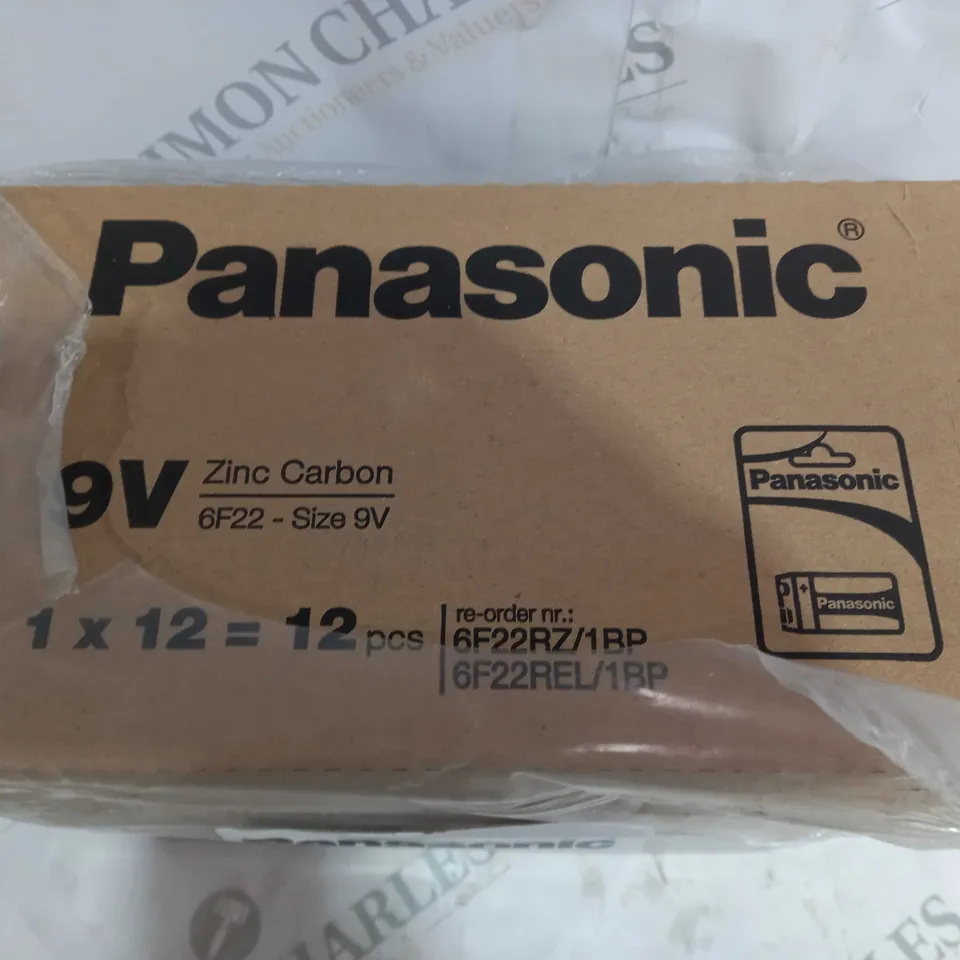 APPROXIMATELY 5 BOXES OF PANASONIC 9V SF22 ZINC CARBON BATTERIES (12 PER PACK)