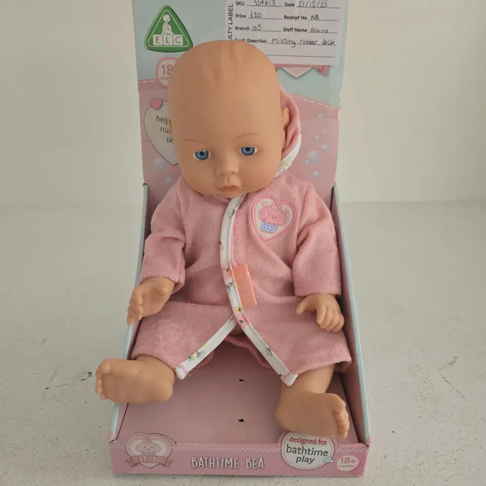ELC BATHTIME BEA BABY DOLL – PINK BATHROBE, 18+ MONTHS