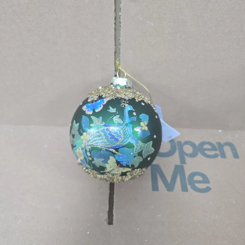 BOX OF APPROXIMATELY 30 GISELA GRAHAM PEACOCK HANGING TREE ORNAMENTS