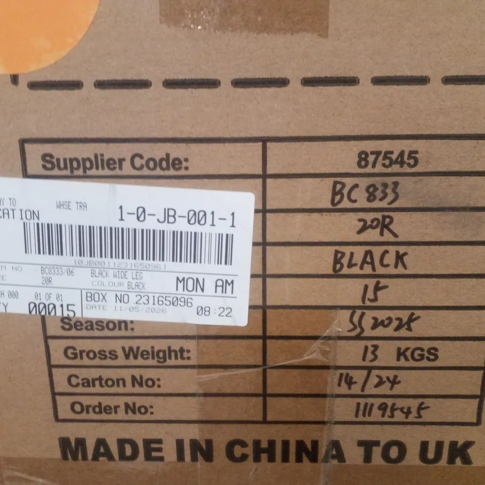 BOX CONTAINING APPROXIMATELY 15 BRAND NEW SIMPLY BE BLACK LYOCELL PLEAT DETAIL WIDE LEG JEANS - SIZE 20R
