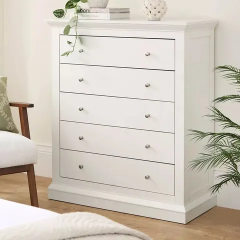 BOXED HANNA 5 DRAWER CHEST - WHITE (1 BOX)