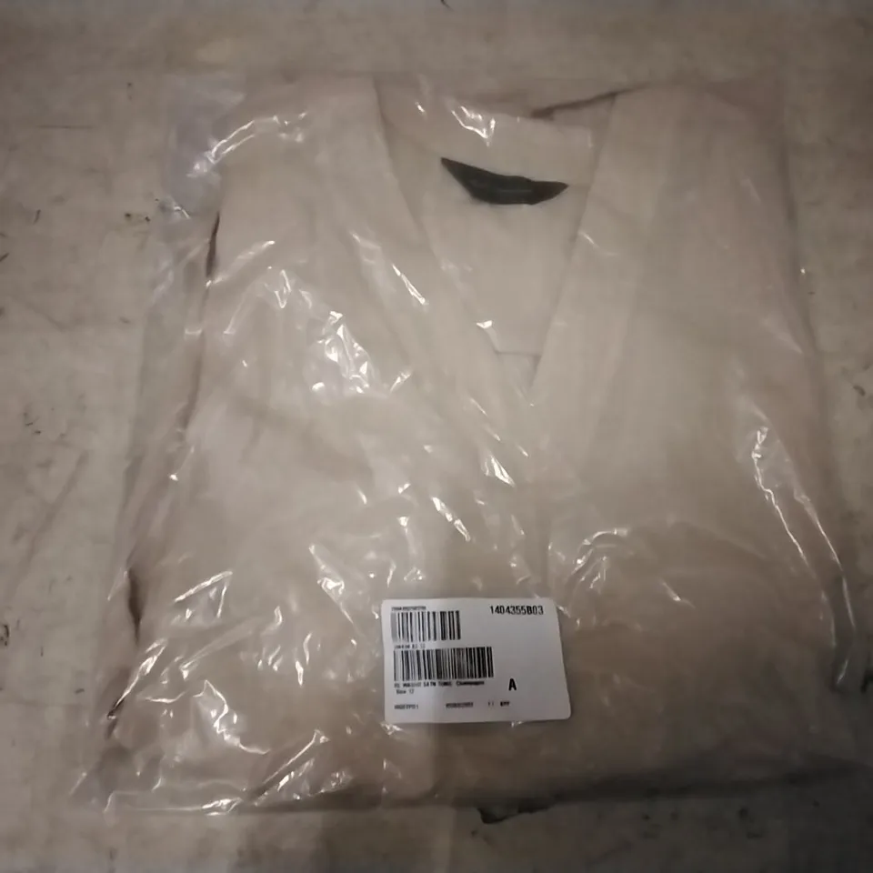 BOX OF APPROXIMATELY 24 RUTH LONGSFORD CHAMPAGNE SATIN TUNICS SIZE 12