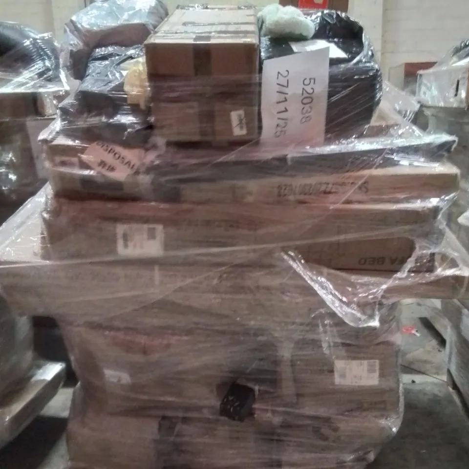 PALLET OF ASSORTED HOUSEHOLD GOODS AND PRODUCTS TO INCLUDE;OVERSIZED HOODIE,THERMAL BRUSH,SOFA BED