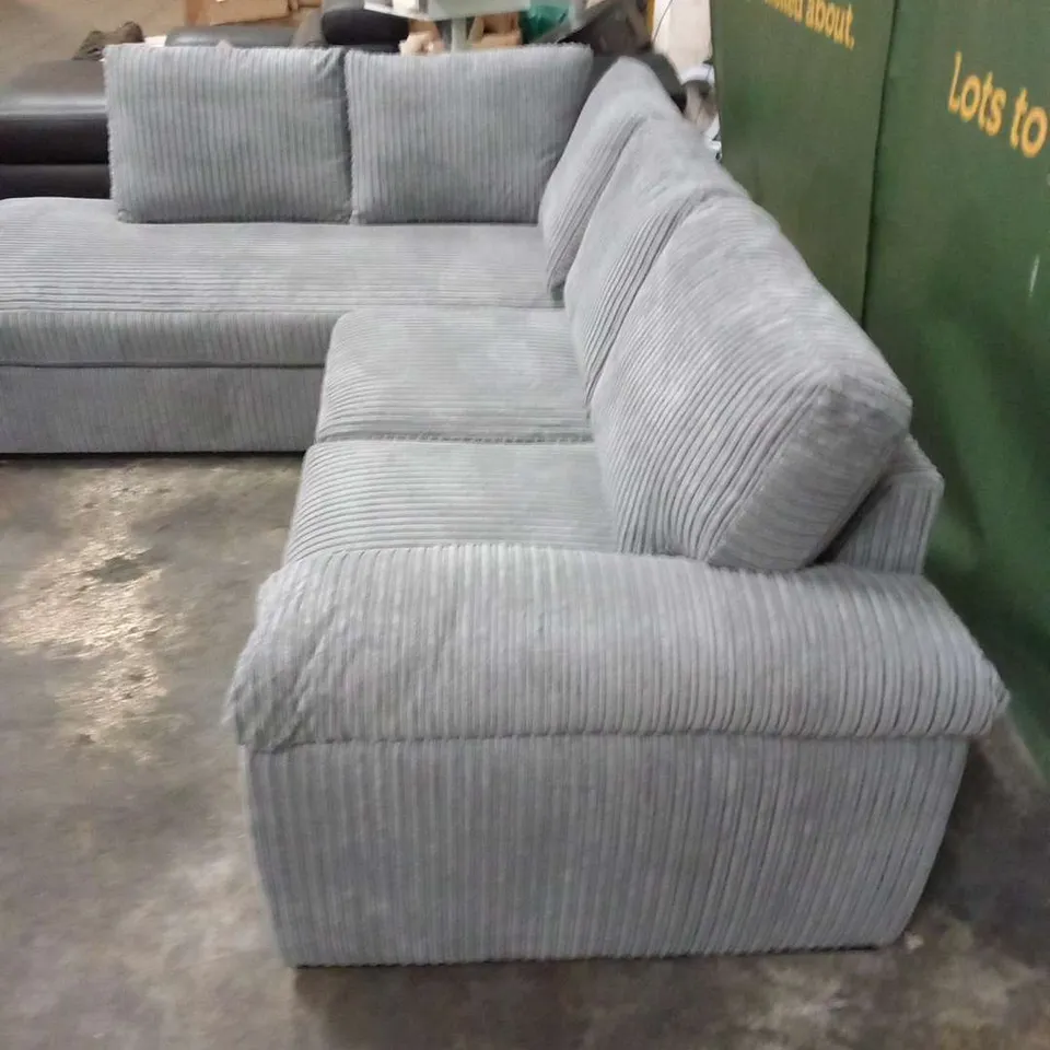 DESIGNER AMALFI JUMBO SLATE FABRIC CORNER SOFA