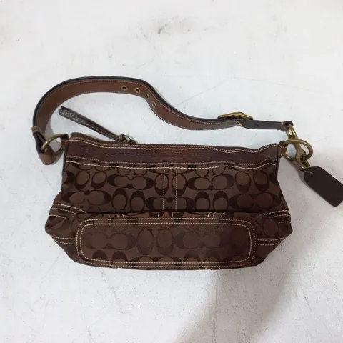 COACH BROWN HANDBAG WITH LEATHER EFFECT TRIM