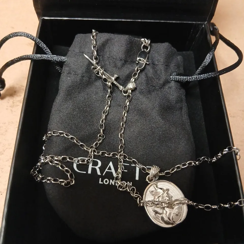 CRAFTD LONDON NECKLACE WITH COIN PENDANT – SILVER TONE