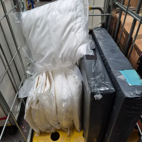 LOT OF APPROXIMATELY 10 CUSHIONS - VARIOUS SIZES - NO COVERS