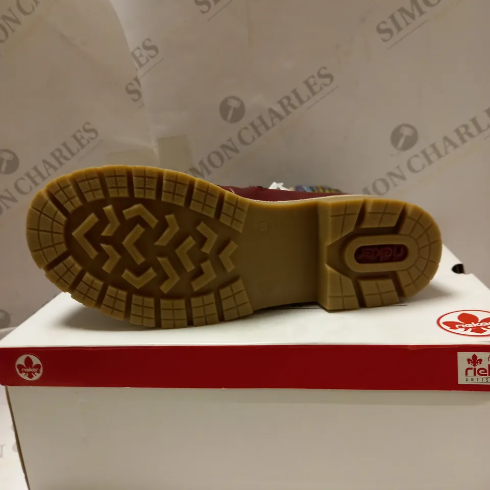 RIEKER LACE UP CUFF BOOTS WINE - UK SIZE 5