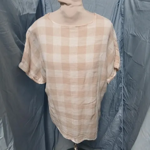 ZARA WOMEN'S CHECK LINEN BLOUSE β SIZE M
