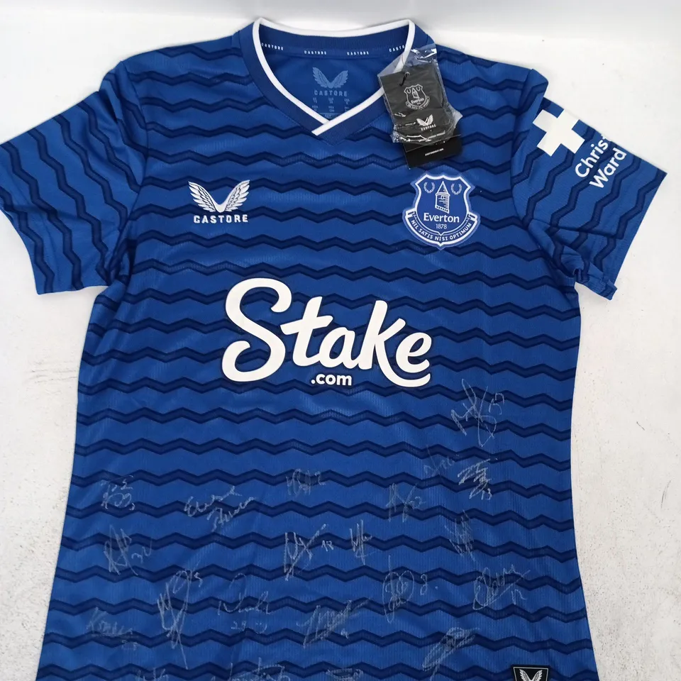 CASTORE EVERTON FC SIGNED HOME JERSEY SIZE UK 10