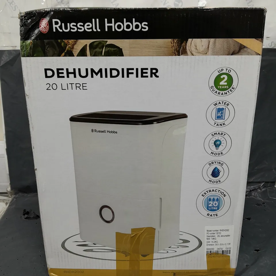 BOXED RUSSELL HOBBS 20L DEHUMIDIFIER RRP £199