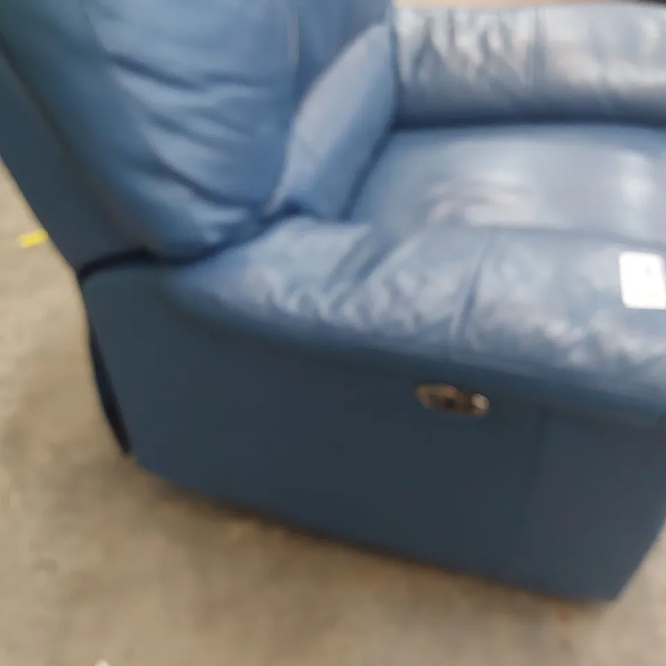 DESIGNER POWER RECLINING EASY CHAIR BLUE LEATHER 