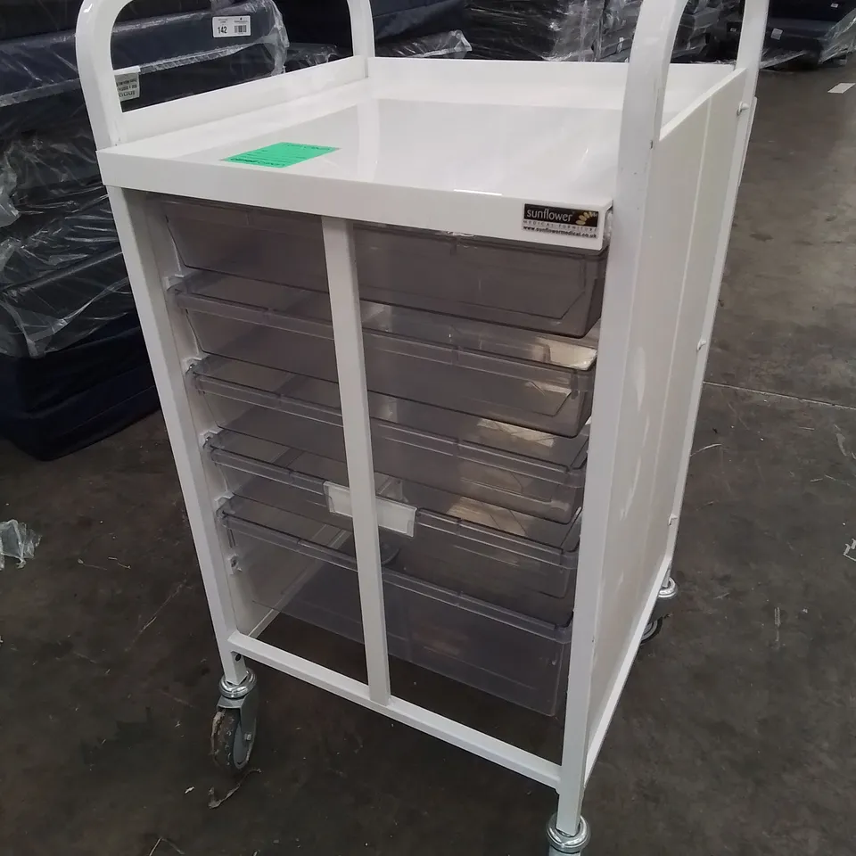 SUNFLOWER METAL MEDICAL TROLLEY WHITE