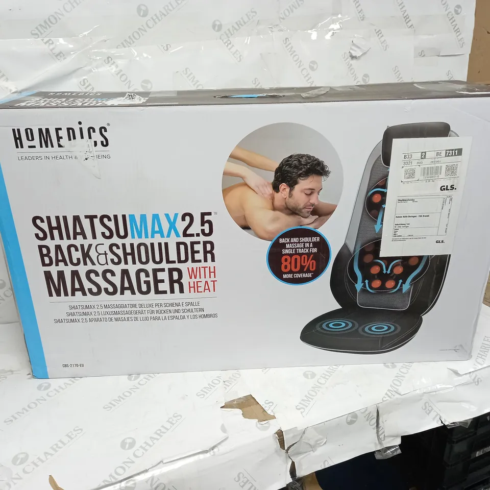 BOXED HOMEDICS SHIATSU MAX 2.5 BACK AND SHOULDER MASSAGER WITH HEAT CBS-2170-EU