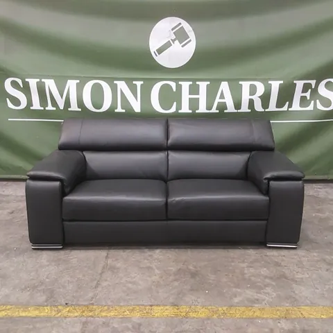 QUALITY DESIGNER ITALIAN MADE LEATHER MELO 4 SEATER SOFA - BLACK