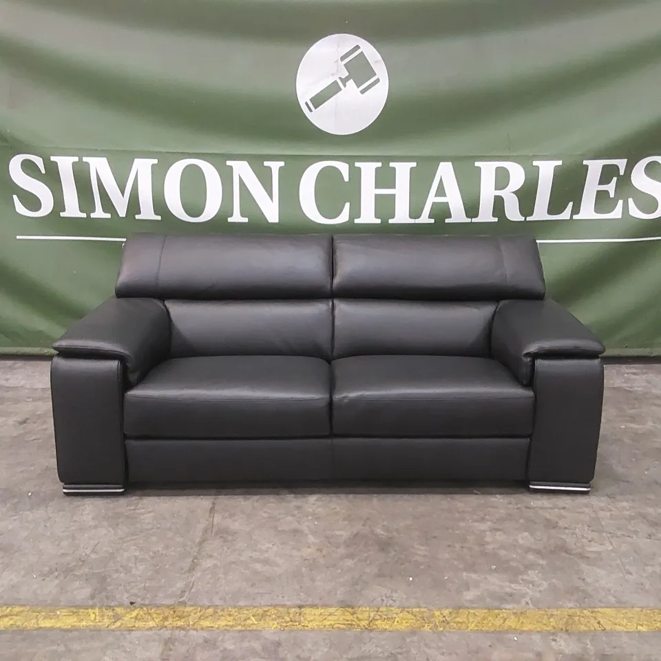 QUALITY DESIGNER ITALIAN MADE LEATHER MELO 4 SEATER SOFA - BLACK
