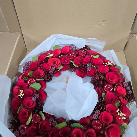 DIBOR RED FLORAL WREATH – HOME DECOR