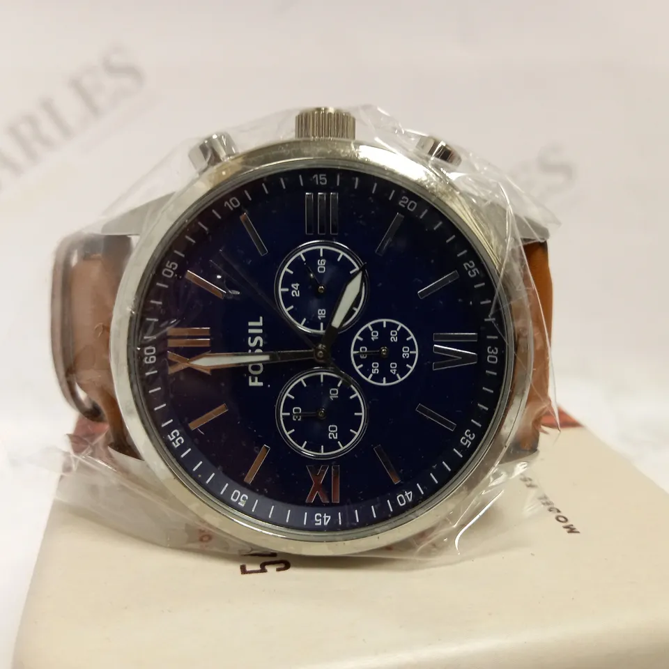 FOSSIL 54 RADIO LEATHER STRAP WATCH
