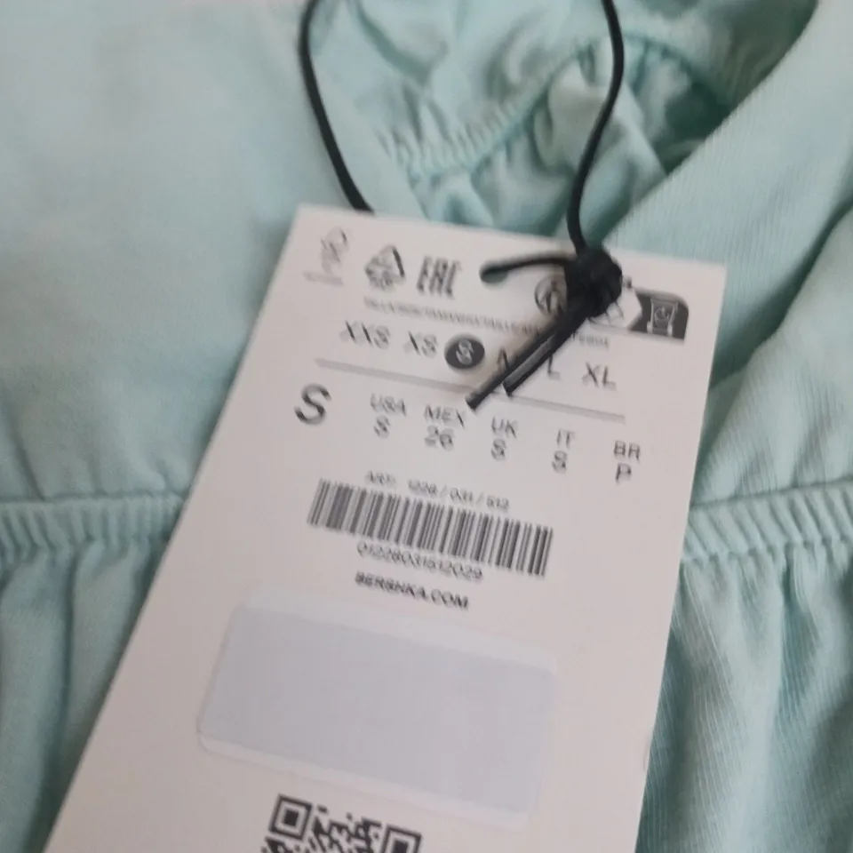 BERSHKA WOMEN’S LIGHT BLUE SLEEVELESS TOP WITH STRAPS – SIZE S