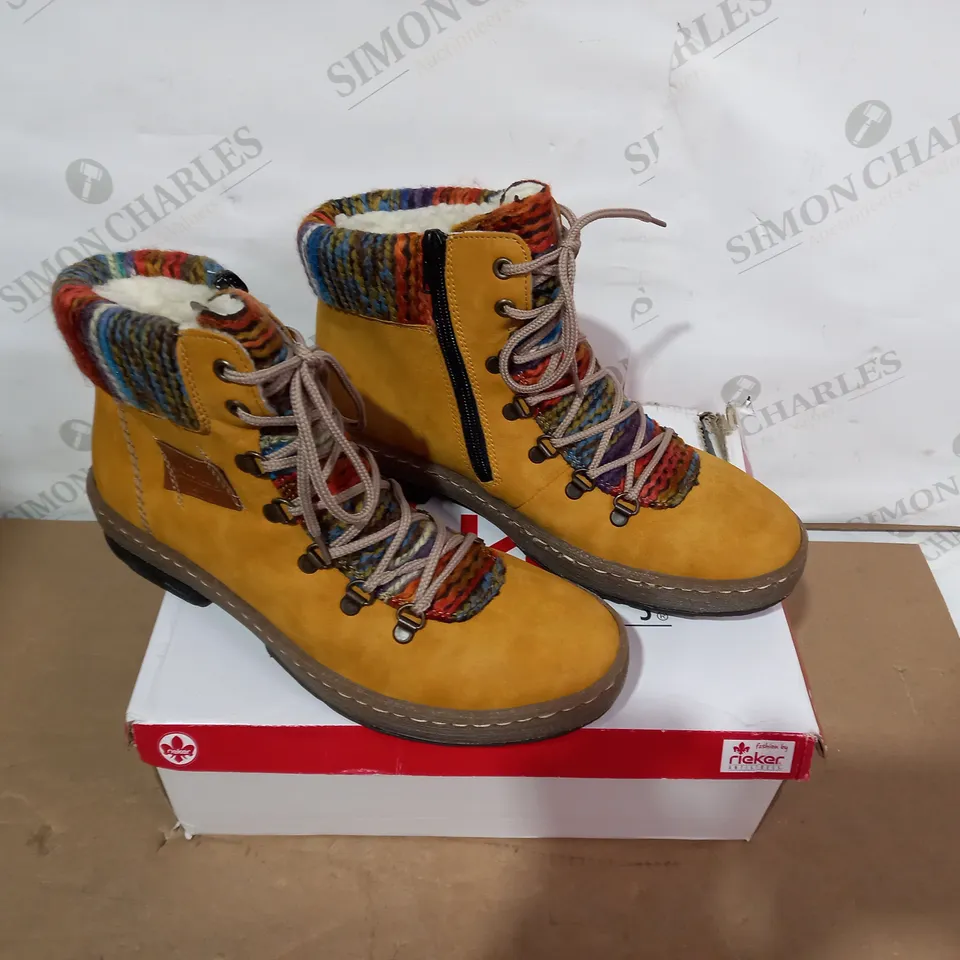 BOXED PAIR OF RIEKER BOOTS - SIZE 41