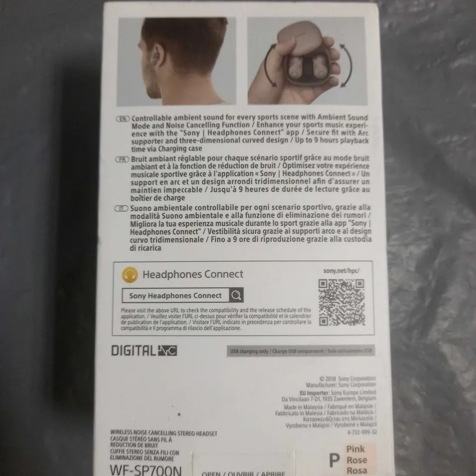 SONY SPORTS WIRELESS BLUETOOTH HEADPHONES WF-SP700N