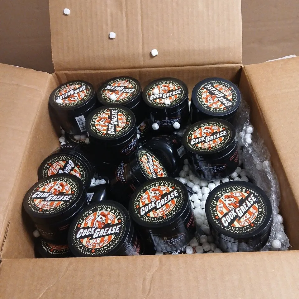 BOX OF APPROXIMATELY 40 X COCK GREASE XXTRA STIFF HAIR POMADE 100G