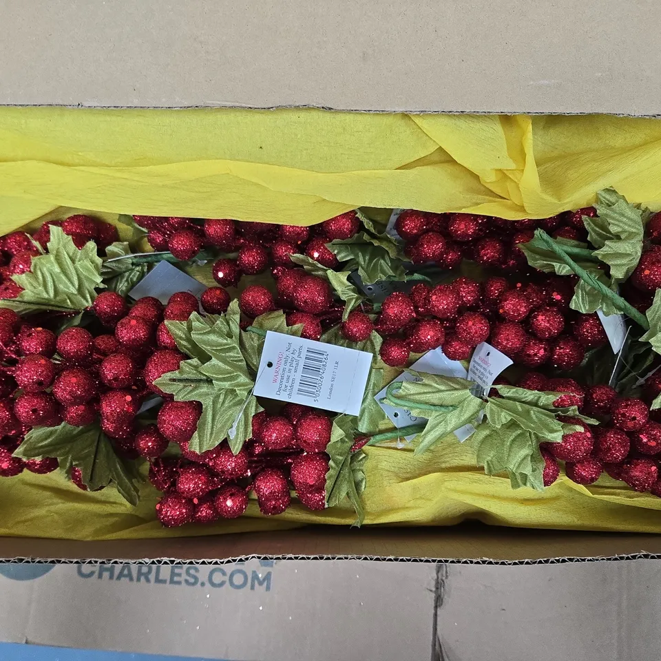 APPROXIMATELY 20 CHRISTMAS SPARKLE GLITTERED GRAPE STEM PICKS