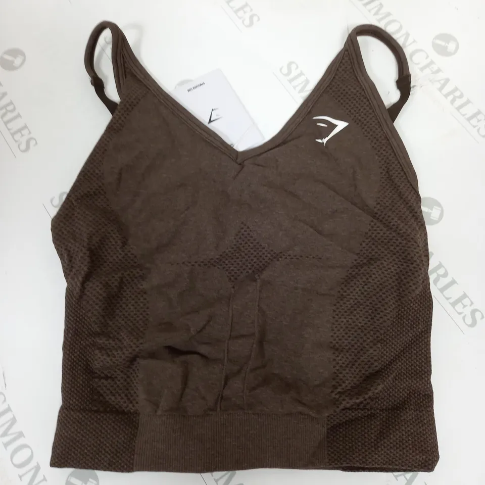 GYMSHARK VITAL SEAMLESS 2.0 MIDI TANK IN BROWN - S