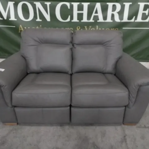 DESIGNER G PLAN MADE ELLIOT CAPRI GREY LEATHER ELECTRIC RECLINING TWO SEATER SOFA
