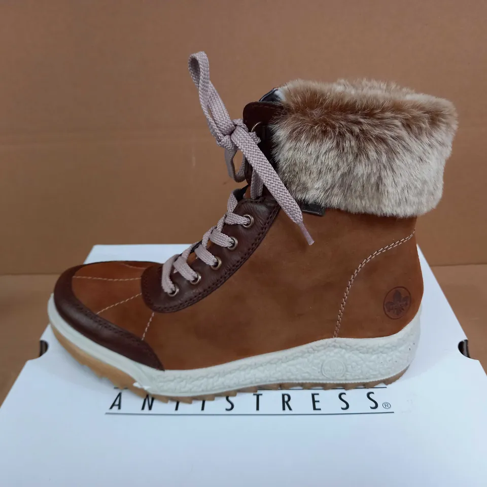 RIEKER LACE UP TAN HIKER BOOTS - SIZE 6