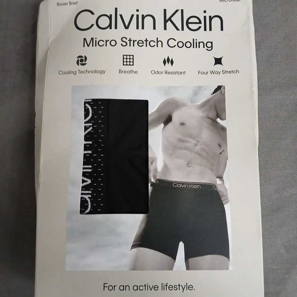 BOXED CALVIN KLEIN MICRO STRETCH COOLING BOXER BRIEFS IN BLACK - XL