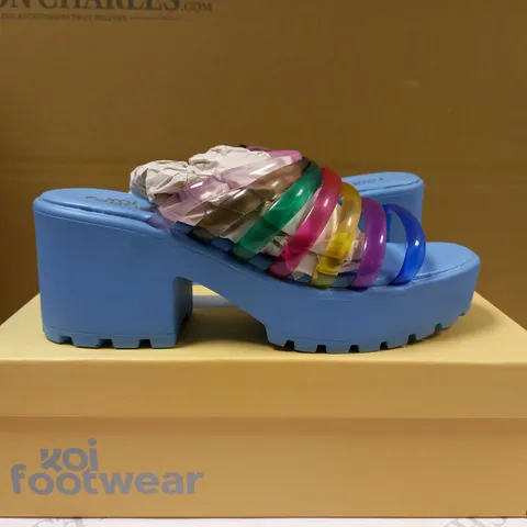 KOI LOLICON BLUE STRAPPY VEGAN SLIDERS - SIZE 4