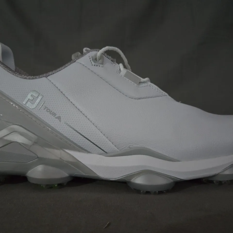 BOXED PAIR OF FOOT JOY GOLF SHOE SIN WHITE/GREY UK SIZE 8