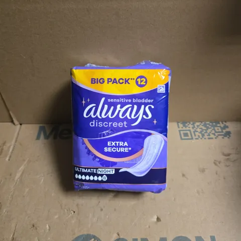 APPROXIMATELY 6 ALWAYS DISCREET SENSITIVE BLADDER INCONTINENCE PADS – BIG PACK (12)